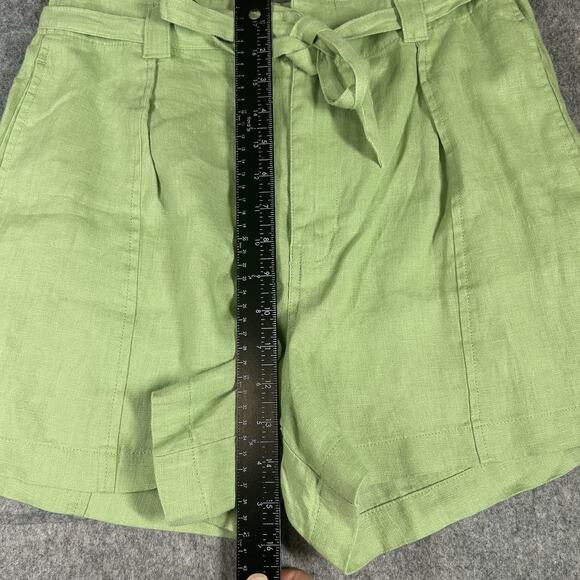 Madewell Shorts Women’s 4 Green 100% Linen High Rise Belted Beach Lightweight - Picture 4 of 9